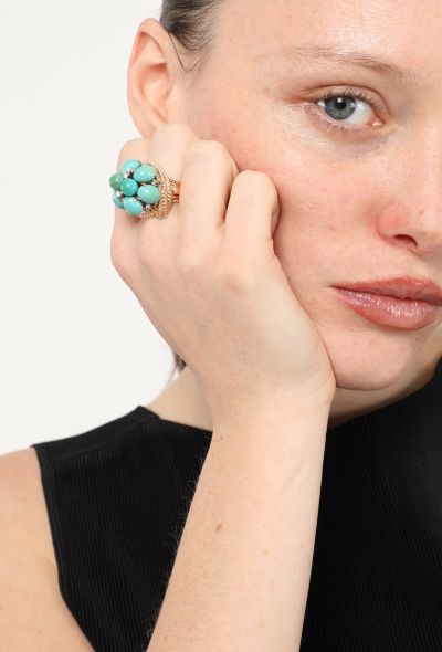 Vintage Fine Jewelry 14k Yellow Gold, Diamond & Turquoise Ring - 2 Vintage Fine Jewelry 14k Yellow Gold, Diamond & Turquoise Ring - 2