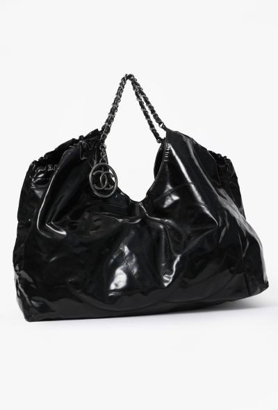 Chanel Black Patent Vinyl Coco Cabas XL Bag - 2