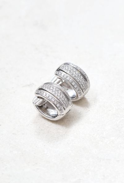                             18k White Gold & Diamond Hoop Earrings - 2