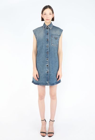 Prada 2023 Logo Denim Shift Dress - 1