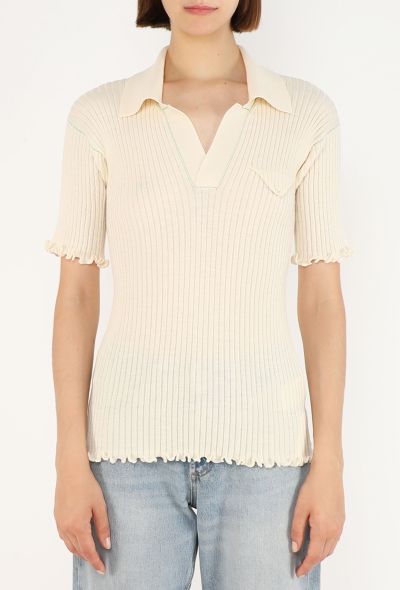 Bottega Veneta Ribbed Knit Polo Top, 2021 - 2