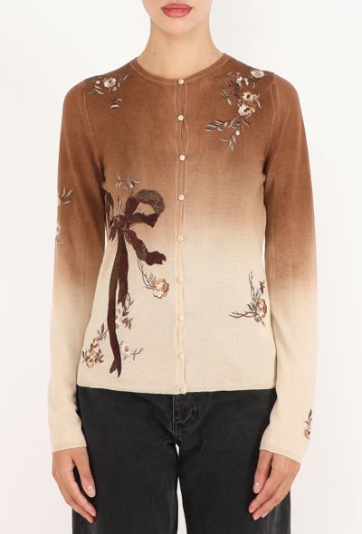 John Galliano Embroidered Knit Ombré Cardigan - 1