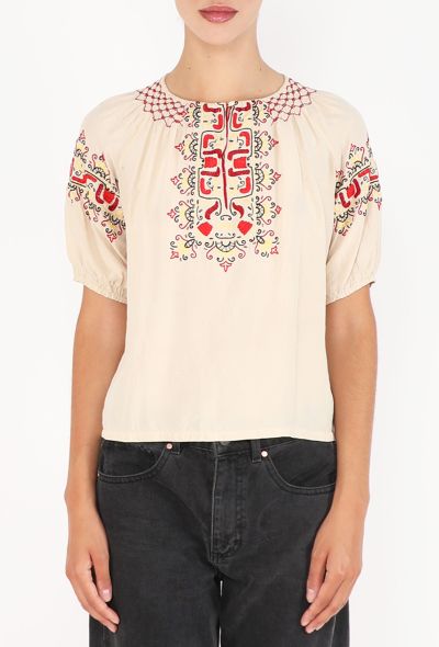 World Treasures Authentic Embroidered Peasant Blouse - 1