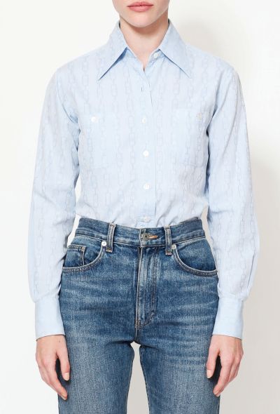 Céline ‘70s Chainlink Triomphe Cotton Shirt - 2