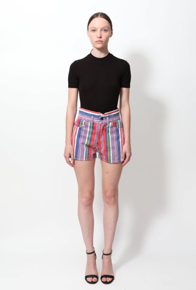                             Striped Denim Shorts - 1