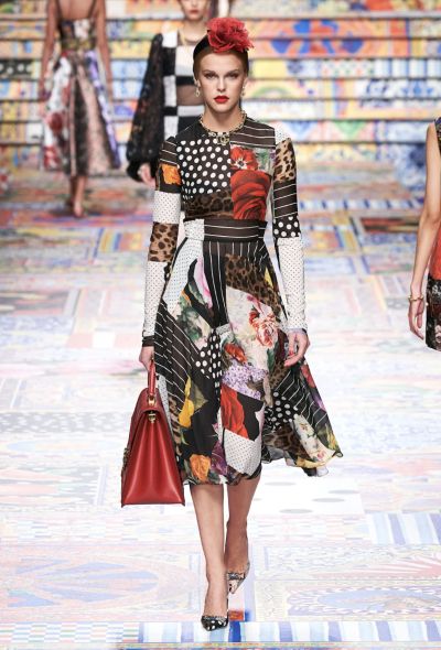 Dolce & Gabbana S/S 2021 Patchwork Silk Dress - 2