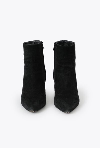 Saint Laurent Suede Stiletto Ankle Boots - 2 Saint Laurent Suede Stiletto Ankle Boots - 2