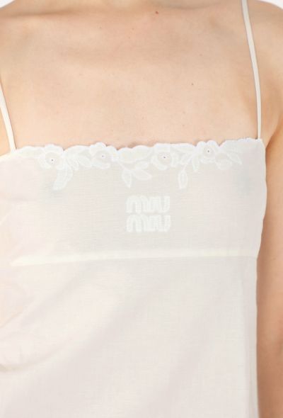 Miu Miu 2025 Embroidered Cotton Slip Dress - 2
