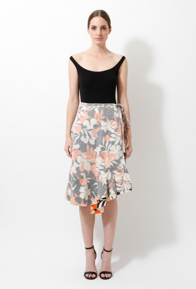                                         Floral Ruffled Cotton Skirt -1