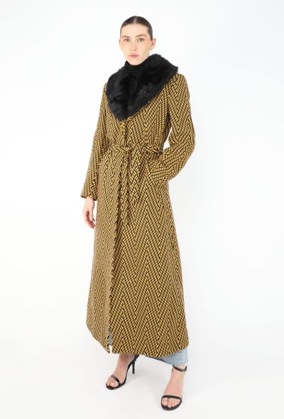 Versace '90s Chevron Belted Coat - 1