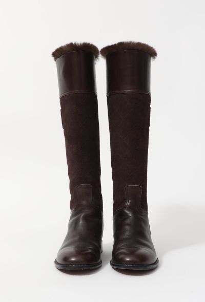                                         Fur Trimmed Knee Boots-2