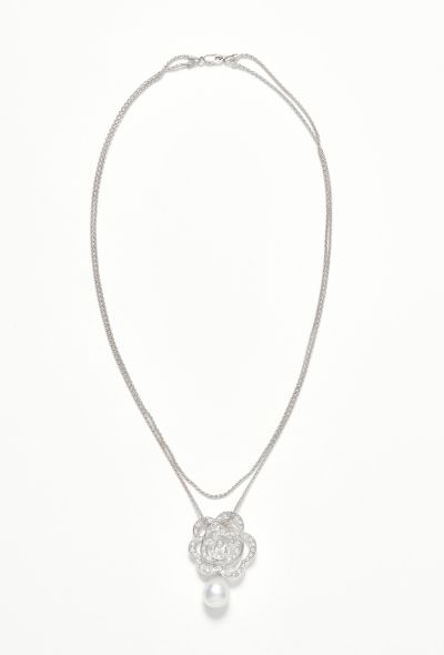 Vintage Fine Jewelry 18k White Gold, Diamond & Pearl Necklace - 1