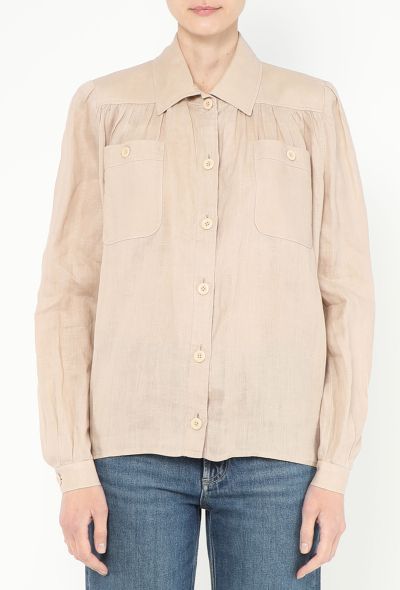 Valentino Vintage Ruched Linen Blouse - 1 Valentino Vintage Ruched Linen Blouse - 1