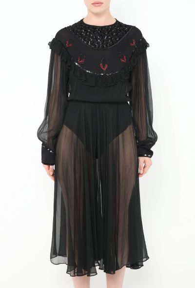 '70s Embroidered Chiffon Dress - 2 '70s Embroidered Chiffon Dress - 2