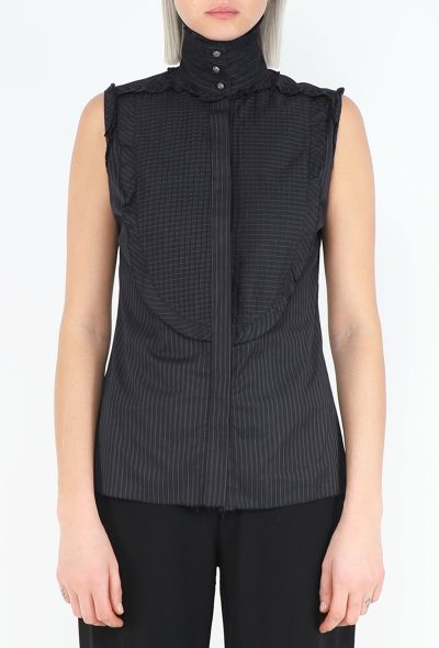 Chanel Pintuck Cotton Bib Blouse - 1