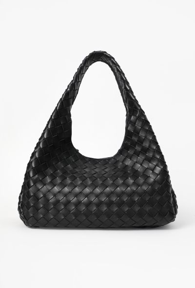 Bottega Veneta Campana Black Intrecciato Small Shoulder Bag - 1