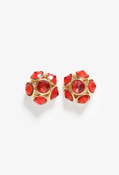                                         &#039;90s Lacquered Stone Clip-on Earrings-1