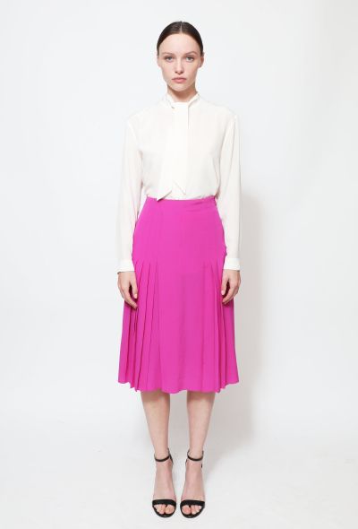                             Fuchsia Pleated Silk Skirt - 1