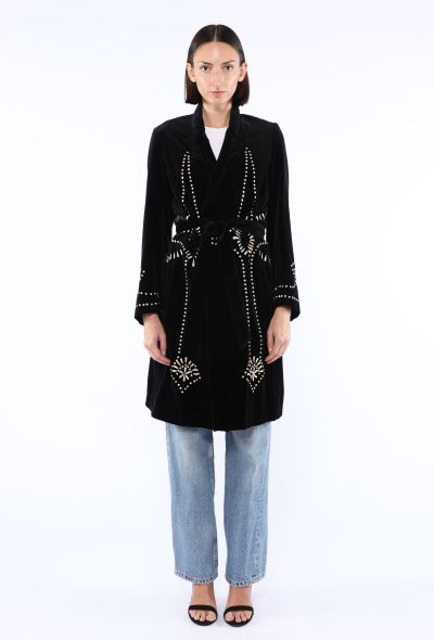 Dries Van Noten Velvet Embellished Belted Coat, F/W 2016 - 1