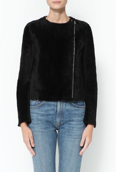                             Shearling Leather Zip Jacket