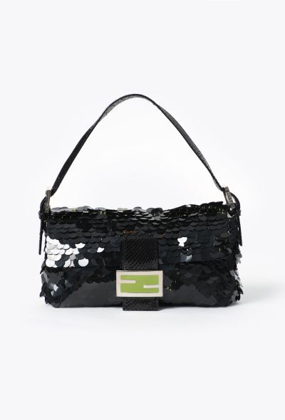 Fendi Vintage Sequin & Python Baguette Bag - 1