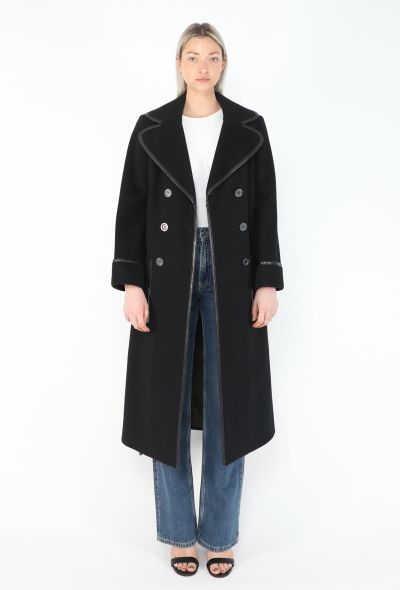 Hermès '70s Tailored Leather Trim Coat - 1