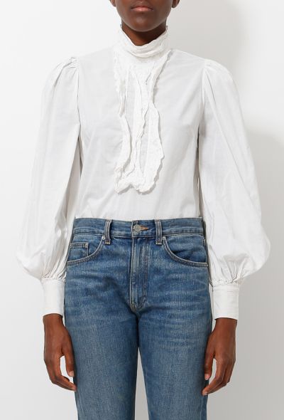                                        Vintage Ruffled Lace High-collar Shirt-1