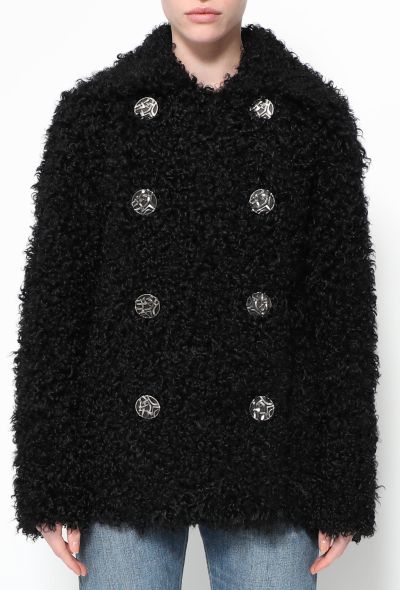                                         Shearling Tweed Trim Peacoat-2
