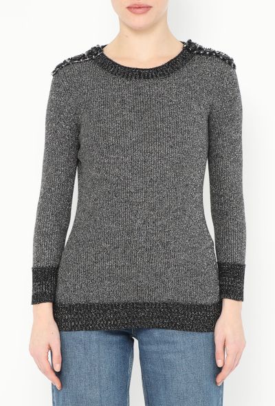 Chanel Lamé 'CC' Epaulette Sweater - 1