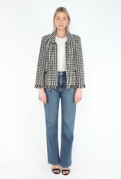 Chanel Houndstooth Tweed High-Collar Jacket - 2