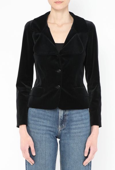 Chanel F/W 2005 Notched Velvet 'CC' Blazer - 1 Chanel F/W 2005 Notched Velvet 'CC' Blazer - 1