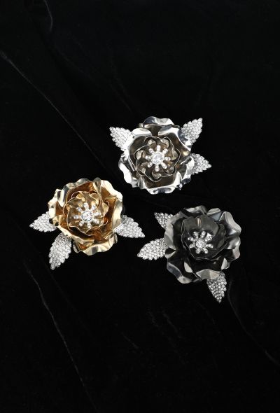 Azzaro Vintage 3-piece Strass Floral Brooches - 2