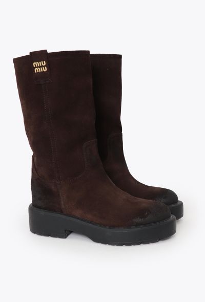 Miu Miu 2022 Suede Moto Boots - 2 Miu Miu 2022 Suede Moto Boots - 2