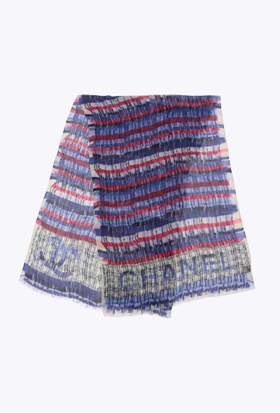 Chanel Silk & Cashmere Striped 'CC' Shawl - 1