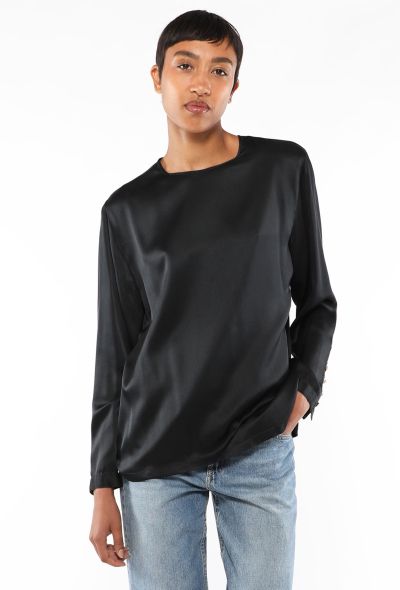 Chanel Vintage Silk Clover Button Blouse - 1