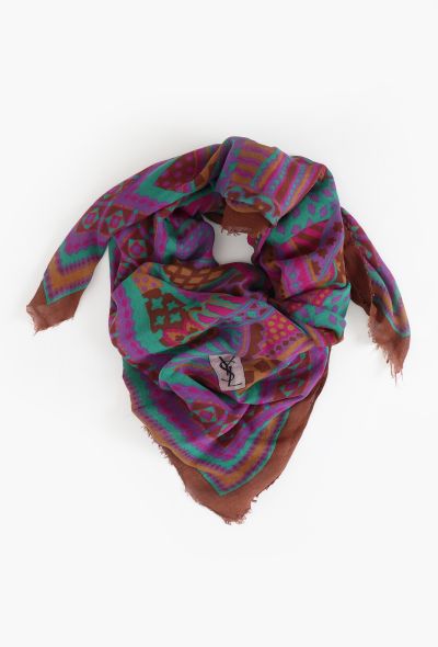 Saint Laurent Vintage Graphic Floral Scarf - 1 Saint Laurent Vintage Graphic Floral Scarf - 1