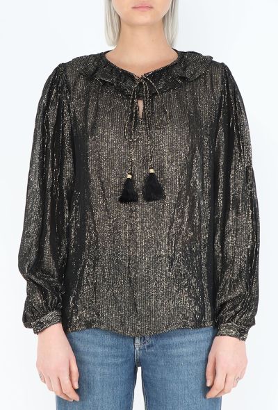 Saint Laurent RARE 1976 Russian Lamé Tassel Blouse - 1