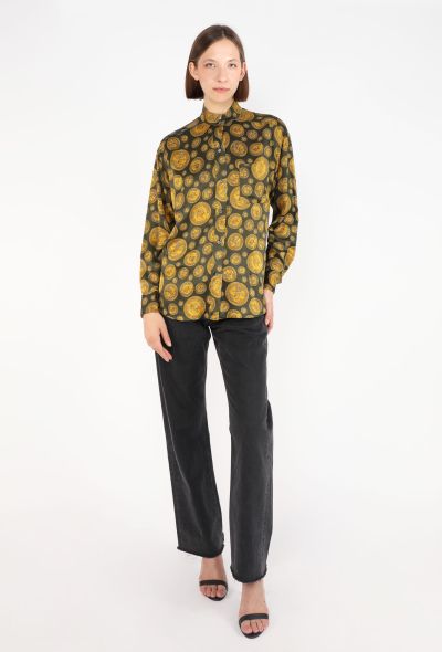 Chanel Coin Print Silk Blouse, 1980s - 2