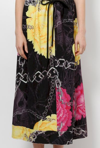                             Floral Chainlink Print Skirt - 2