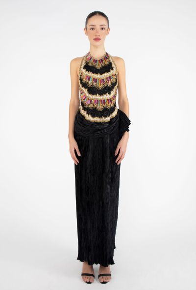 STUNNING Mary McFadden Hand-Embroidered Plissé Gown - 2