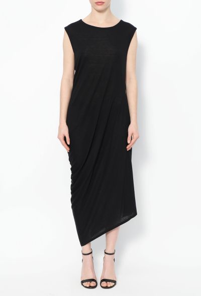                             Asymmetric Draped Cotton Dress - 2