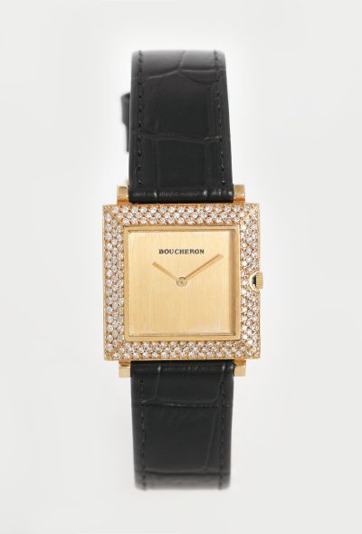 Boucheron 18k Yellow Gold & Diamond Carré Watch - 1 Boucheron 18k Yellow Gold & Diamond Carré Watch - 1