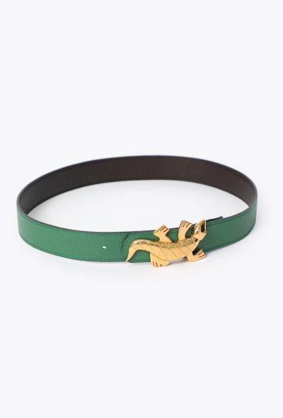 Hermès 1993 Vert Bengale Courchevel Belt - 2