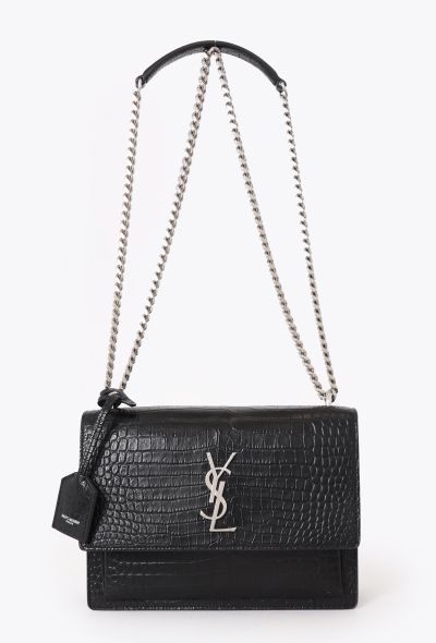 Saint Laurent Medium Croco Embossed Sunset Bag - 1 Saint Laurent Medium Croco Embossed Sunset Bag - 1