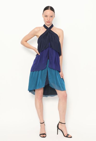 Azzaro Open-Back Silk Halter Dress - 1