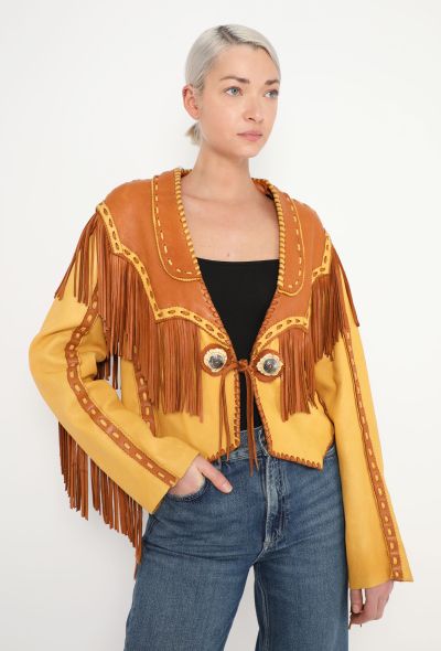 World Treasures Whipstitch Leather Fringe Jacket - 2