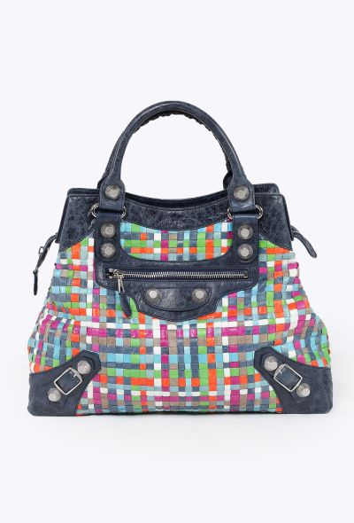 Balenciaga 2009 Multicolor Lattice Giant 21 Work Bag - 1