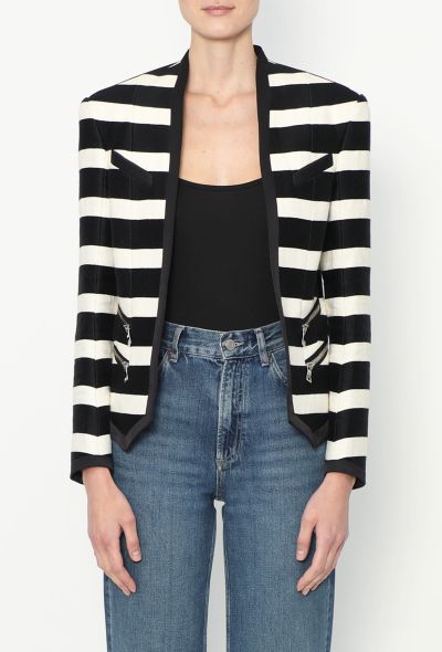 Balmain 2018 Bicolor Collarless Blazer - 1 Balmain 2018 Bicolor Collarless Blazer - 1