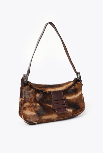 Fendi RARE Double Flap Pony Hair Baguette Bag - 2