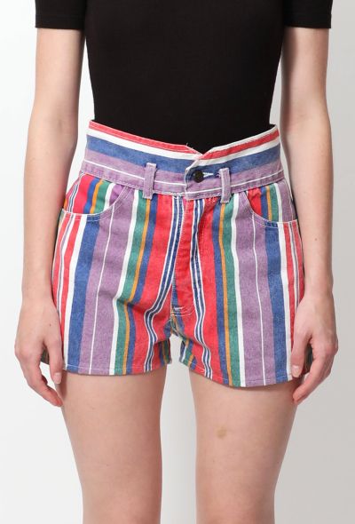                                         Striped Denim Shorts-2